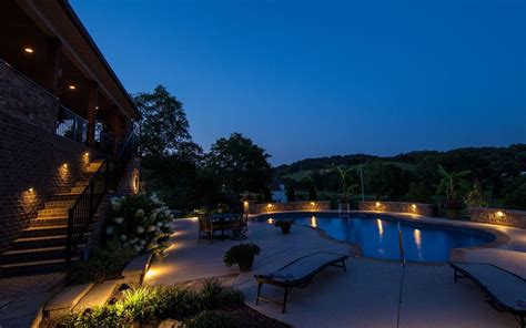 Rustic Backyard Pool Landscape Lighting | Light Up Nashville