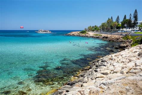 Beautiful View of Hotels and Beach at Fig Tree Bay in Protaras, Cyprus. Stock Image - Image of ...