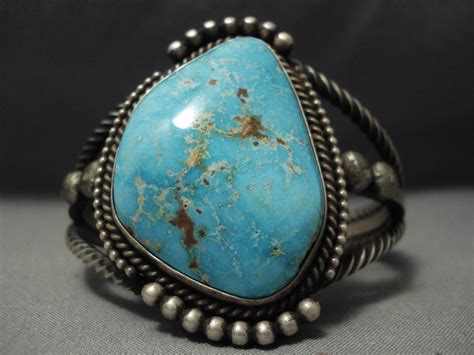 Museum Vintage Navajo Blue Turquoise Older Native American Jewelry Sil ...