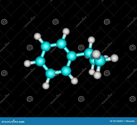 Cumene Molecule Isolated on Black Stock Illustration - Illustration of hydrogen, organic: 55726000