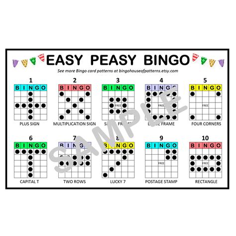 Easy Peasy BINGO Card Patterns for Really Fun BINGO Games Bingo Cards ...