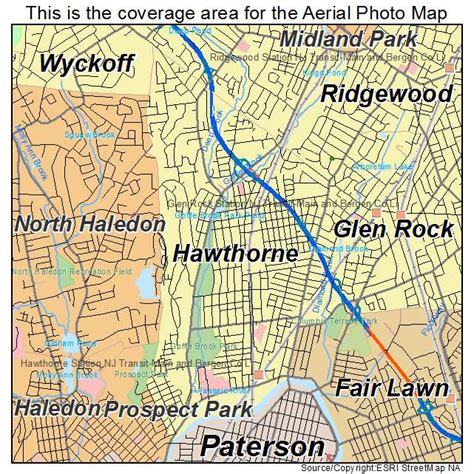 Aerial Photography Map of Hawthorne, NJ New Jersey