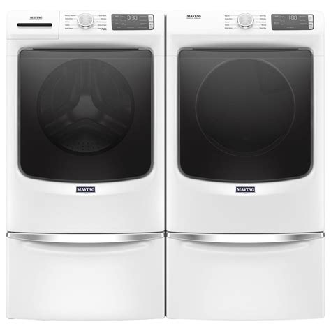 Maytag 4.5 Cu. Ft. Front Load Washer and 7.3 Cu. Ft. Electric Dryer Laundry Pair with Pedestal ...