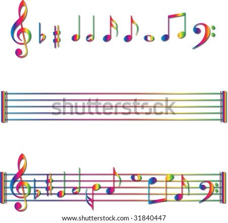 Rainbow Music Notes Stock Vector Illustration 31840447 : Shutterstock