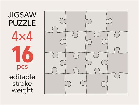 Premium Vector | Empty jigsaw puzzle grid template 4x4 shapes 16 pieces ...
