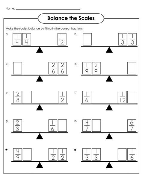 Balancing Scale Worksheet