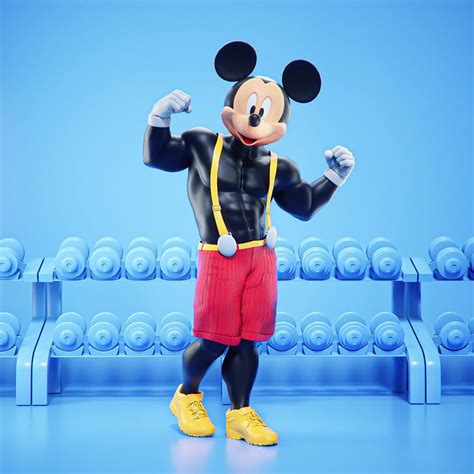 3d Cartoon Character At Gym Mickey Mouse By Mohamed Halawany 1