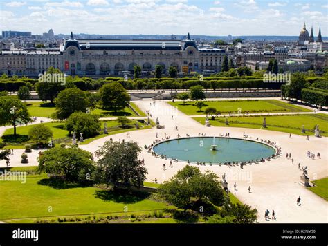 Aerial view of Jardin des Tuileries and Orangerie Museum in Paris Stock ...