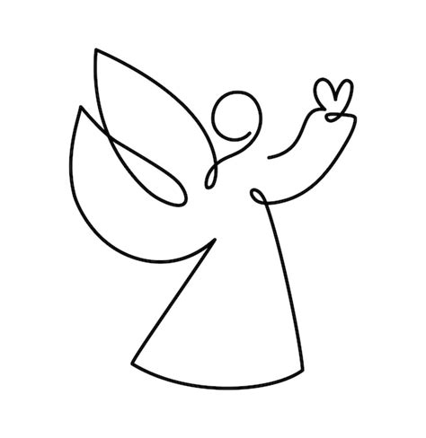 Premium Vector | Simple vector christmas angel with heart continuous ...