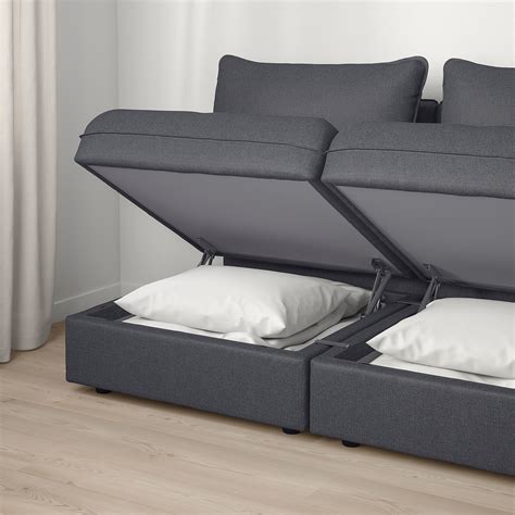 VALLENTUNA 2-seat modular sofa - with storage/Hillared dark grey - IKEA