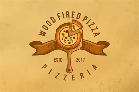 Vintage Wood Fired pizza Logo Designs Inspiration Isolated on White ...