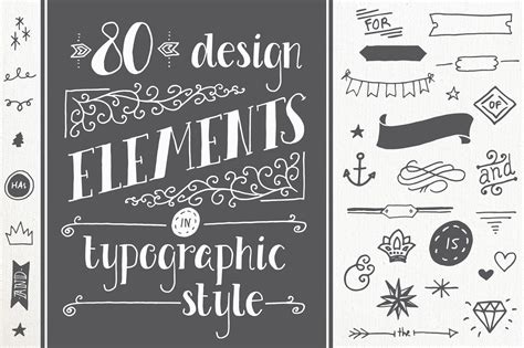 80 Typography Elements | Graphic Objects ~ Creative Market