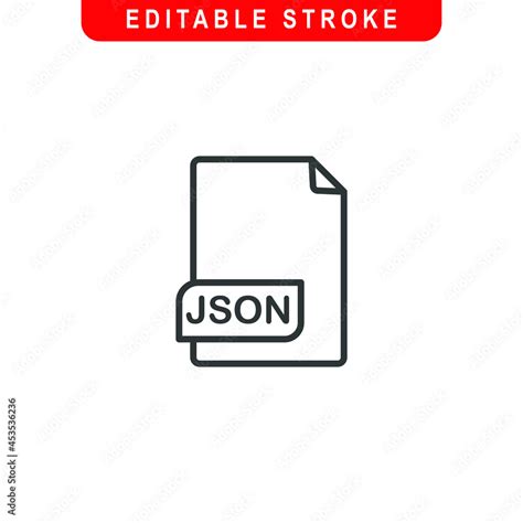 JSON File Outline Icon. JSON Document Line Art Logo. Vector Illustration. Isolated on White ...