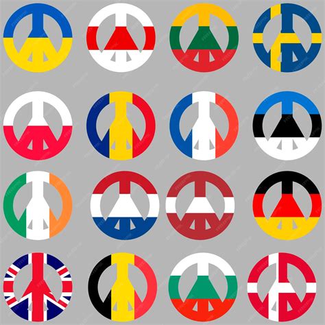 Premium Vector | The symbol of peace in the colors of the flags of different countries