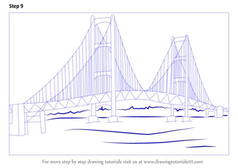 How to Draw Mackinac Bridge (Bridges) Step by Step | DrawingTutorials101.com