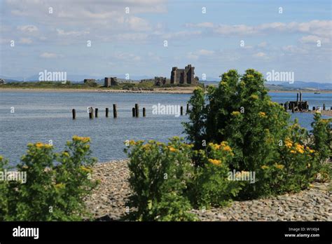 Piel Island and Piel Castle viewed from South Walney Nature Reserve, Walney Island, Barrow-In ...