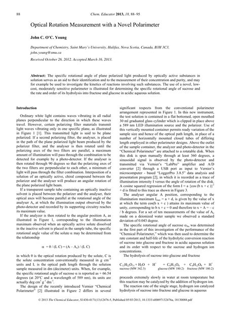 (PDF) Optical Rotation Measurement witha Novel Polarimeter