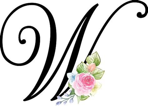 "Floral Monogram Fancy Script Letter W" Photographic Print by Grafixmom | Redbubble