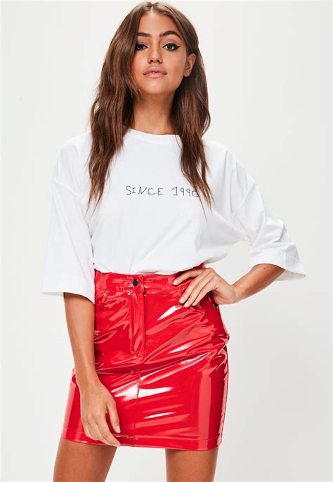 Lyst - Missguided Red Vinyl Mini Skirt in Red