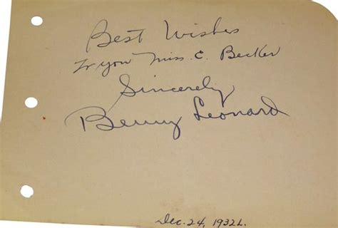 Benny Leonard | PSA AutographFacts℠