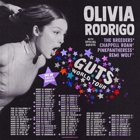 OLIVIA RODRIGO Announces 18 Additional Dates To Her 'GUTS' World Tour ...