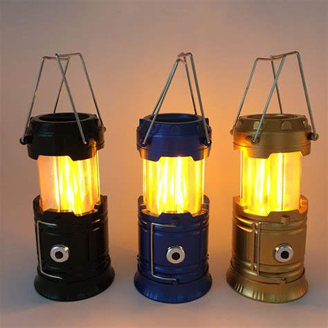 2 IN 1 Led Camping light AA battery powered Flame decorative lamp Portable LED Camping Lantern ...