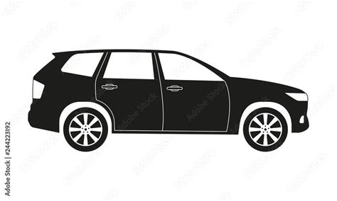 SUV car icon. Side view. Crossover utility vehicle silhouette. Vector illustration. Stock Vector ...