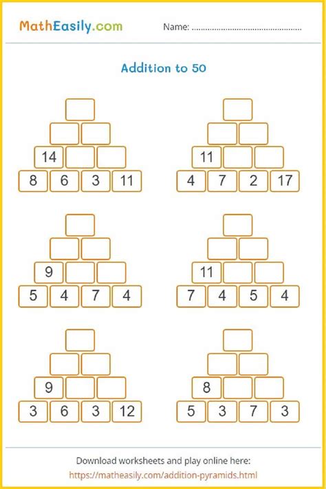 Math Pyramid Worksheet Printable