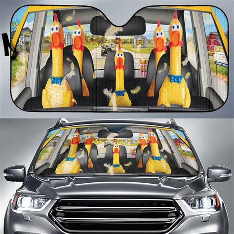 Chicken Funny Car Sun Shade - TeeUni