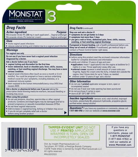 Monistat 3-Day Yeast Infection Treatment - Fast Relief with Pre-Filled ...