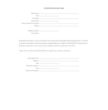 2024 Interview Release Form - Fillable, Printable PDF & Forms | Handypdf