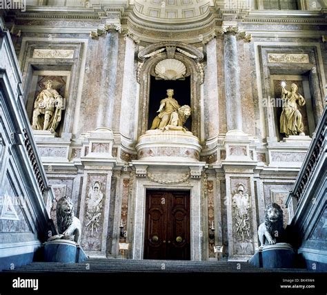 Interior of Royal Palace in Caserta Italy - Reggia di Caserta was designed by Luigi Vanvitelli ...