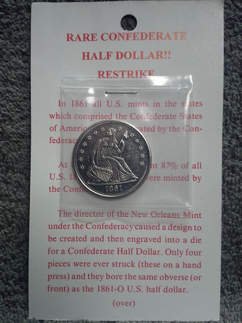 Confederate Coin 1861 Half Dollar Proof-Like Restrike Civil War Memorabila