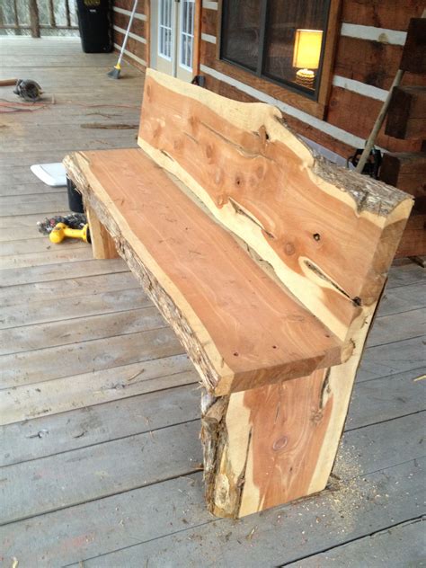 Cedar bench | Cedar bench, Rustic log furniture, Woodworking bench