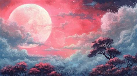 Premium AI Image | A painting of a moon and the sky