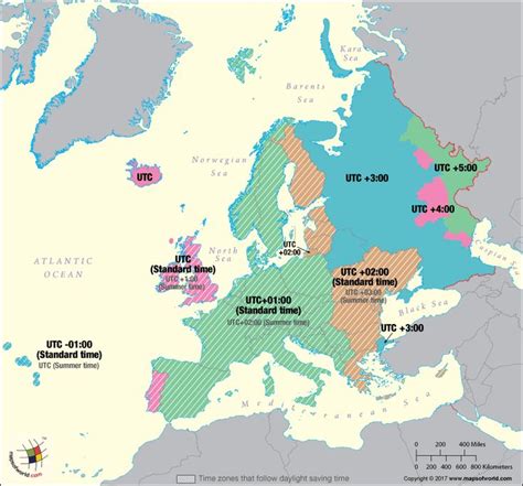 Europe Time Zones | Time Zones in EU | Time zone map, Time zones, Map