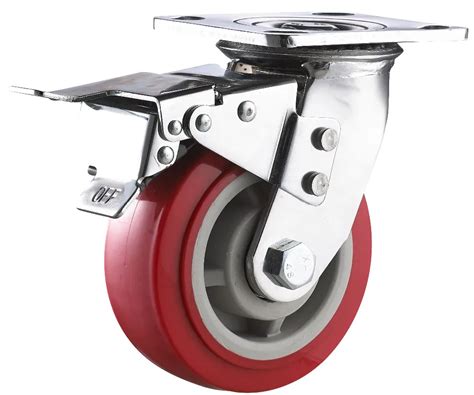 6 inch load 330kg heavy duty swivel PU caster wheels with total locking-Dajin caster