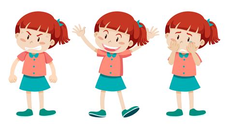 Girl with three different emotions 448547 Vector Art at Vecteezy