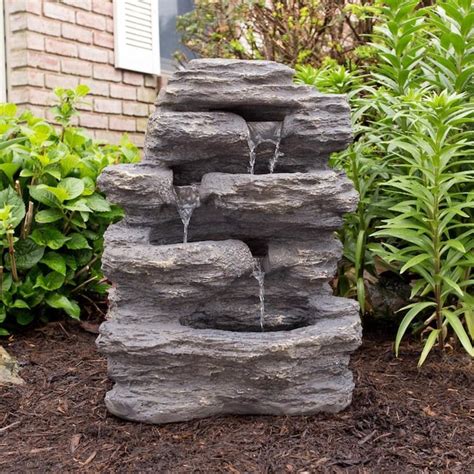 Nature Spring Nature Spring 3-Tier Outdoor Rock Water Fountain in the ...