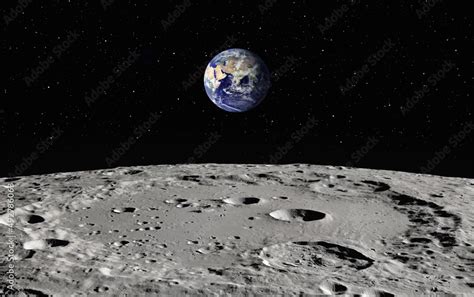 The Earth as Seen from the Surface of the Moon "Elements of this Image Furnished by NASA" Stock ...