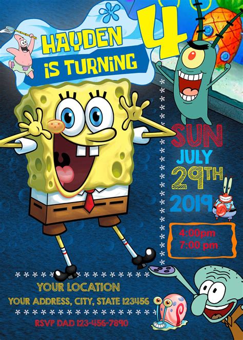 Spongebob Birthday Invitations Templates