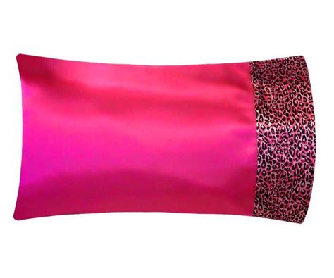 Hot Pink Satin Pillowcase With Pink Leopard Trim Hot Pink