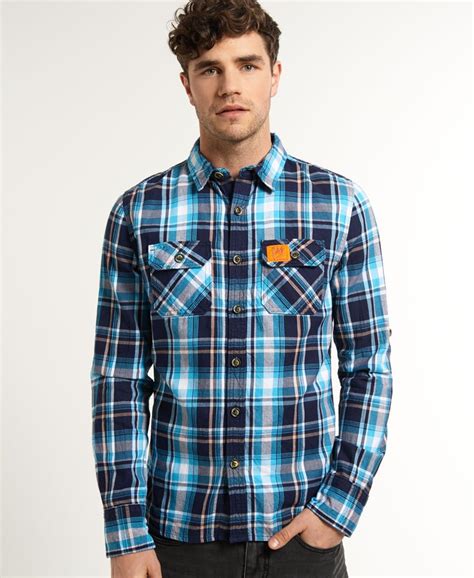 Men's - Lumberjack Twill Shirt in Selvedge Check Sky | Superdry UK