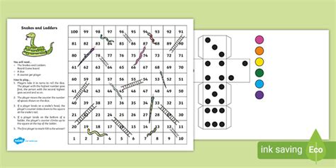 Free Printable Snakes And Ladders Game Board - FREE PRINTABLE