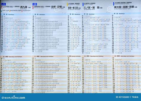 JR train timetable editorial image. Image of destination - 43155680