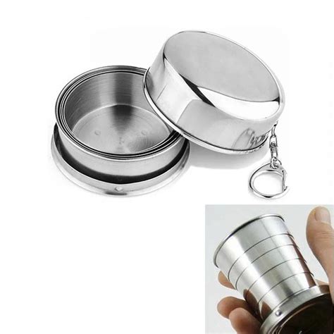 1PCS Stainless Steel Camping Folding Cup Traveling Outdoor Camping Hiking Mug Portable ...