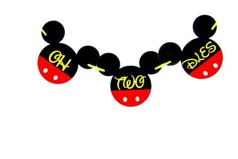 Buy OH TWO DLES! Mickey Mouse Birthday Banner | Mickey Birthday Decorations | Happy Birthday ...