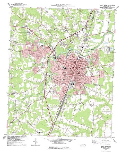 Rocky Mount topographic map, NC - USGS Topo Quad 35077h7