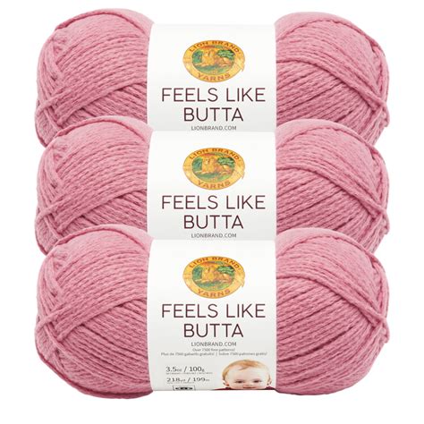 Lion Brand Yarn Feels Like Butta Dusty Pink Super Soft Baby Medium Polyester Pink Yarn 3 Pack ...