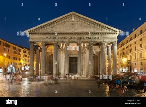 The Pantheon in Rome at night Stock Photo - Alamy